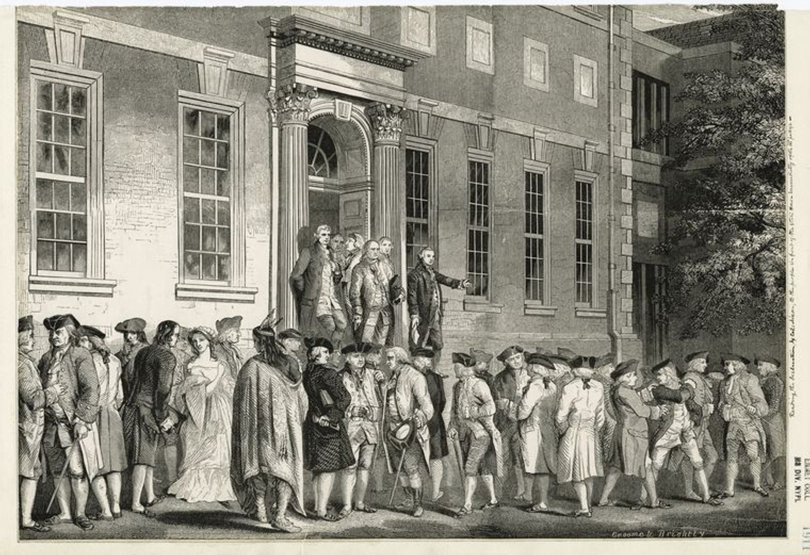 John Nixon reading the Declaration of Independence to the people in front of the State House immediately after its passage. Image courtesy of the New York Public Library.